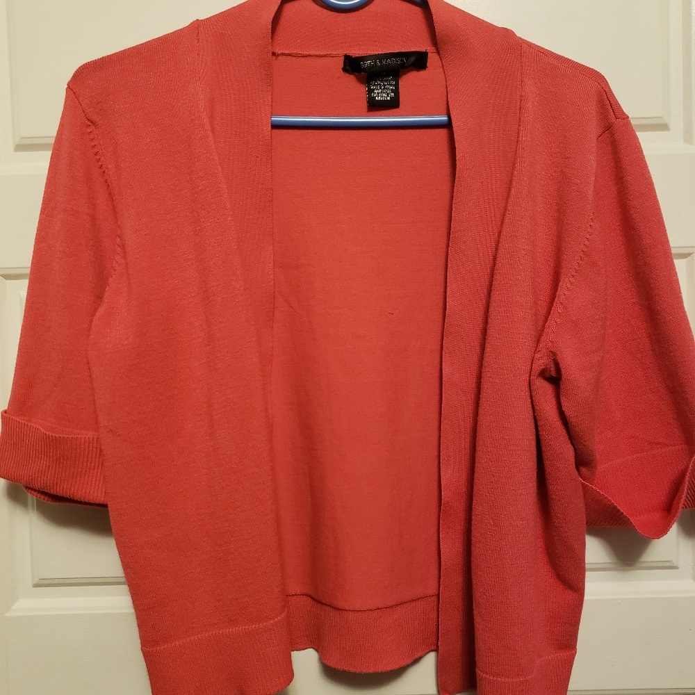 Burnt orange short sleeved open sweater
